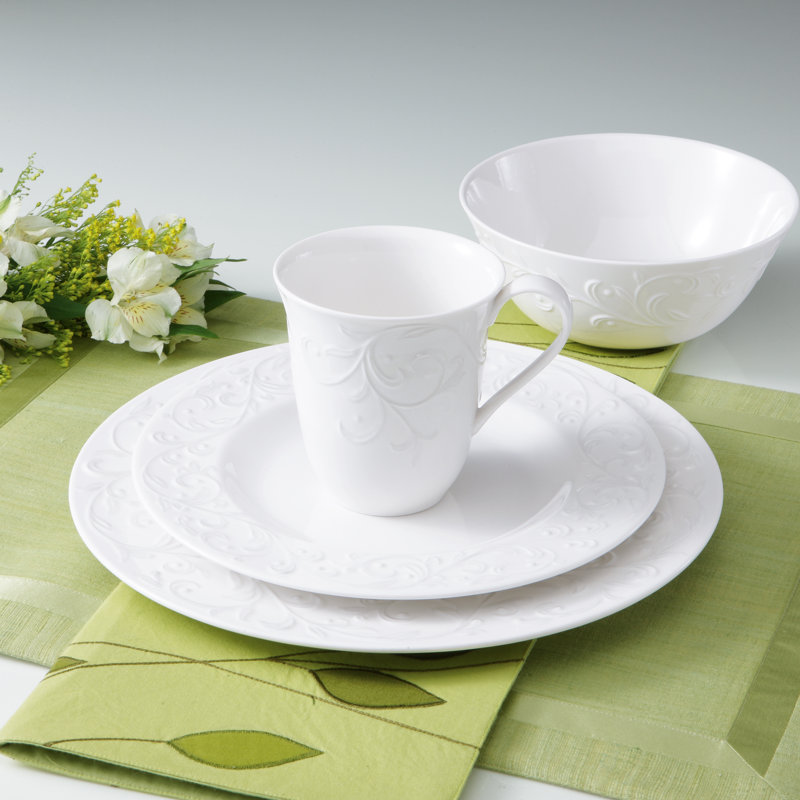 Lenox opal innocence carved 20 piece dinnerware set best sale